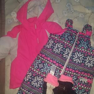 Snow Jacket, bibs, and gloves